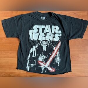Star Wars Kylo Ren Lightsaber Cropped Black T-Shirt - Size Medium
